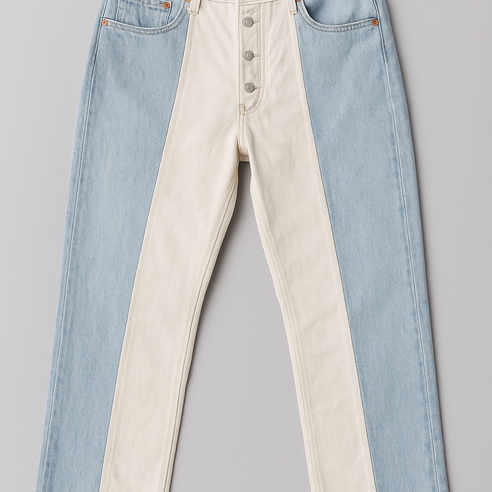Levi's Blue and Cream Straight Jeans with Two-Tone Design